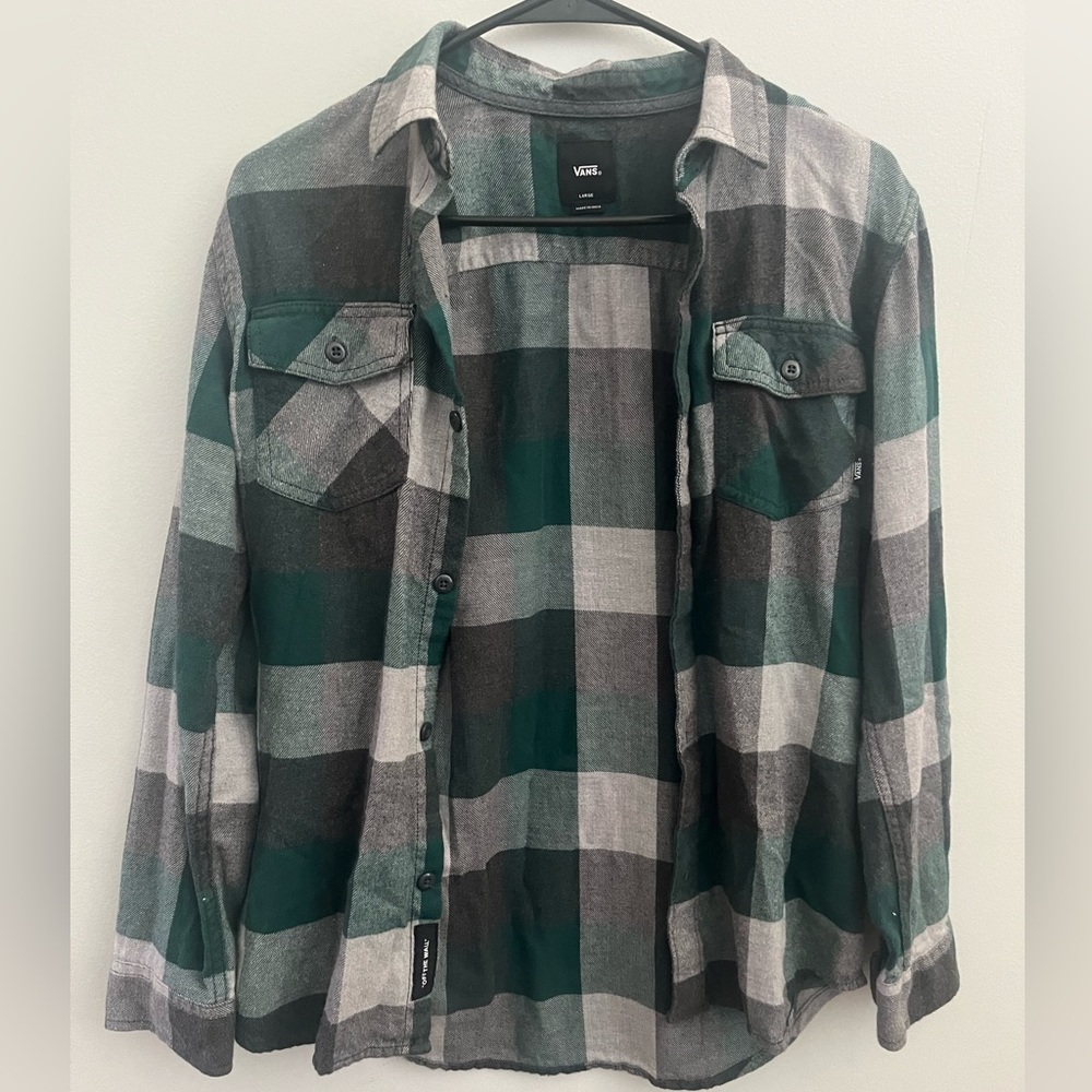 women’s large green & gray flannel